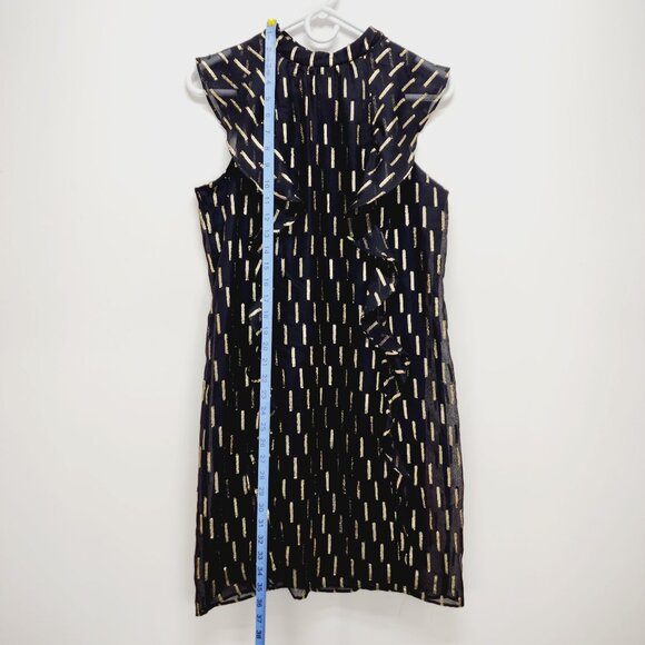 WorthingtoMid Dress Womens Sleeveless Black Metallic Ruffle Size 6 - Picture 4 of 14